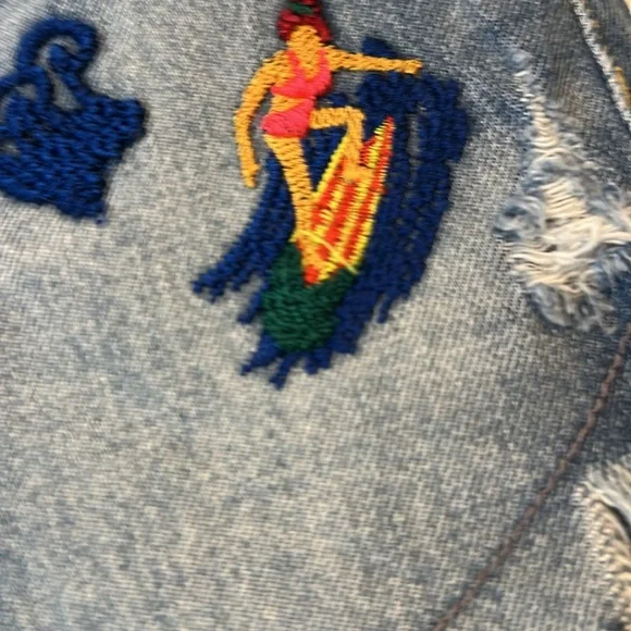 SJYP blue cutoff denim Jean shorts, Sz Small - Picture 5 of 8